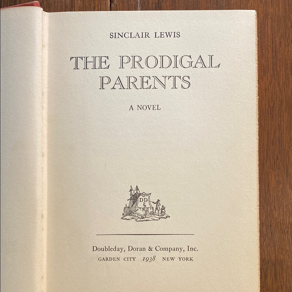 Sinclair Lewis 'The Prodigal Parents' Novel
